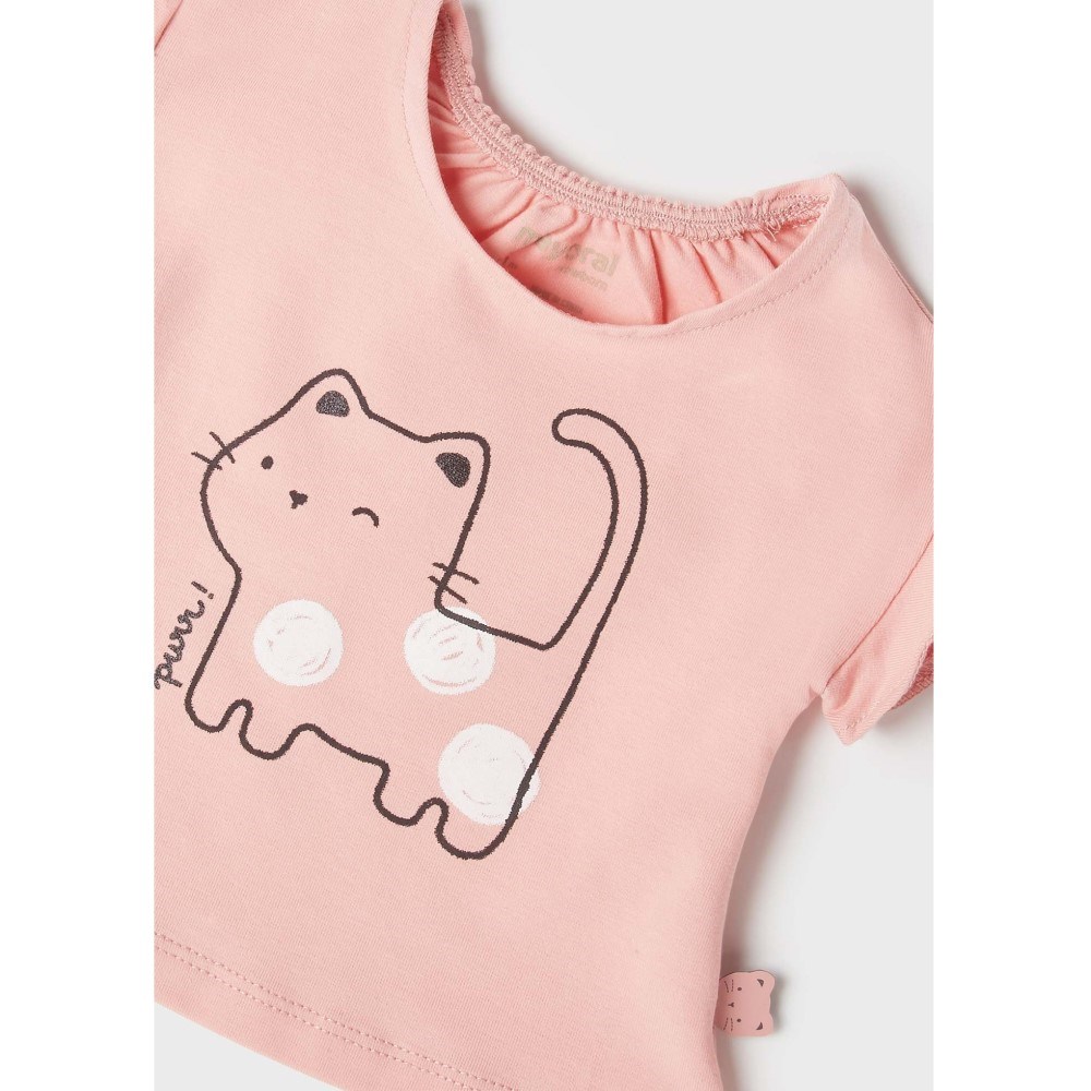 Mayoral Yazlık Kız Bebek T-shirt Şort 4'lü Set Pembe