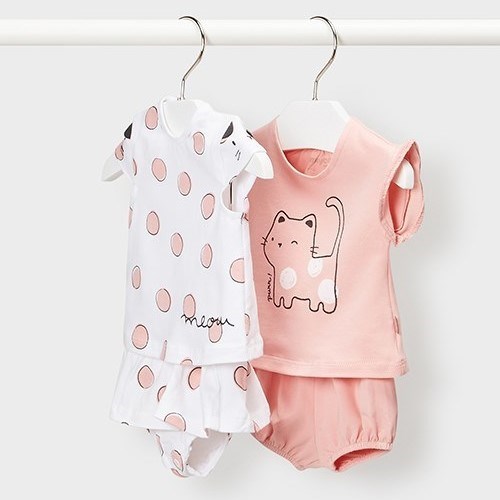 Mayoral Yazlık Kız Bebek T-shirt Şort 4'lü Set Pembe