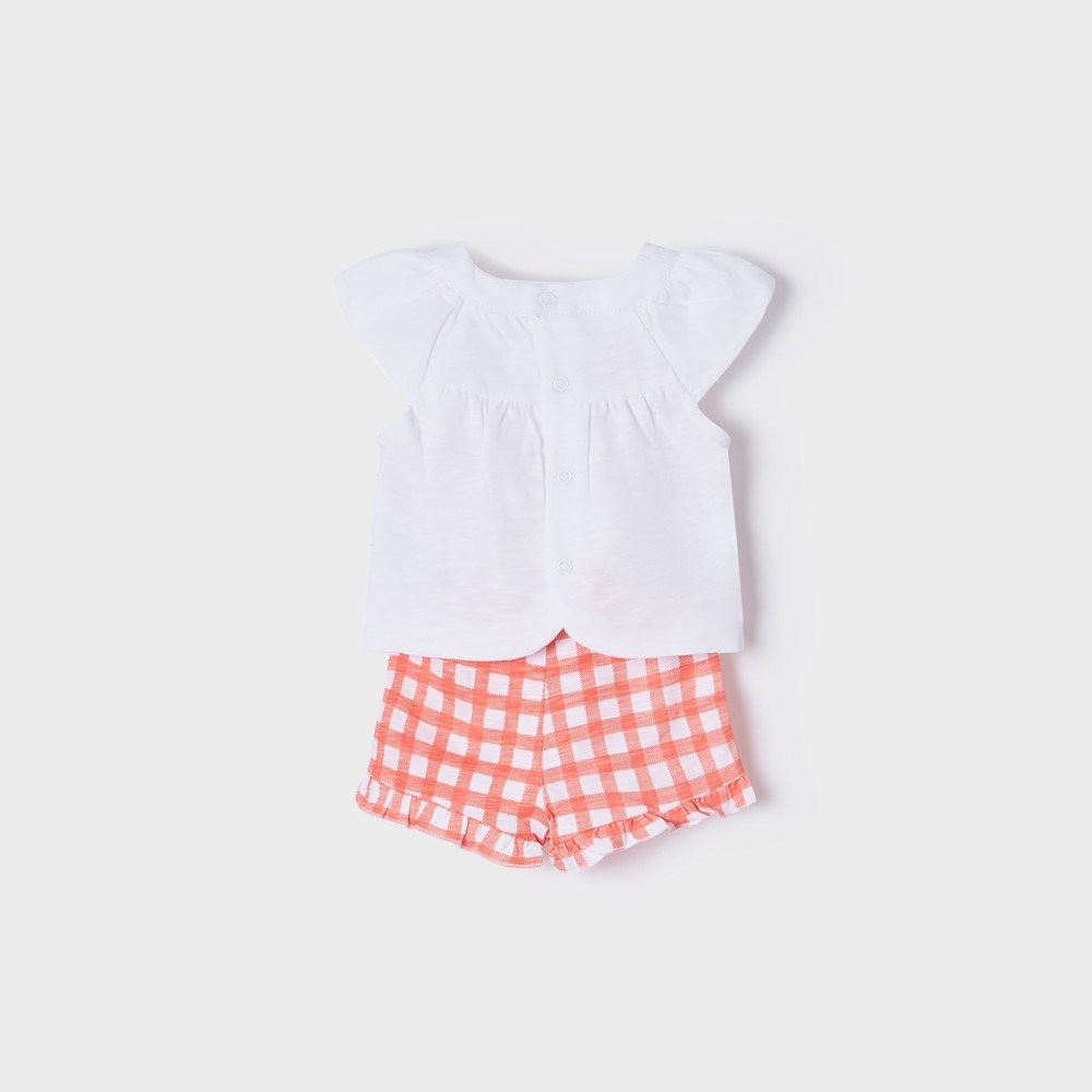 Mayoral Yazlık Kız Bebek T-shirt Şort 4'lü Set Turuncu