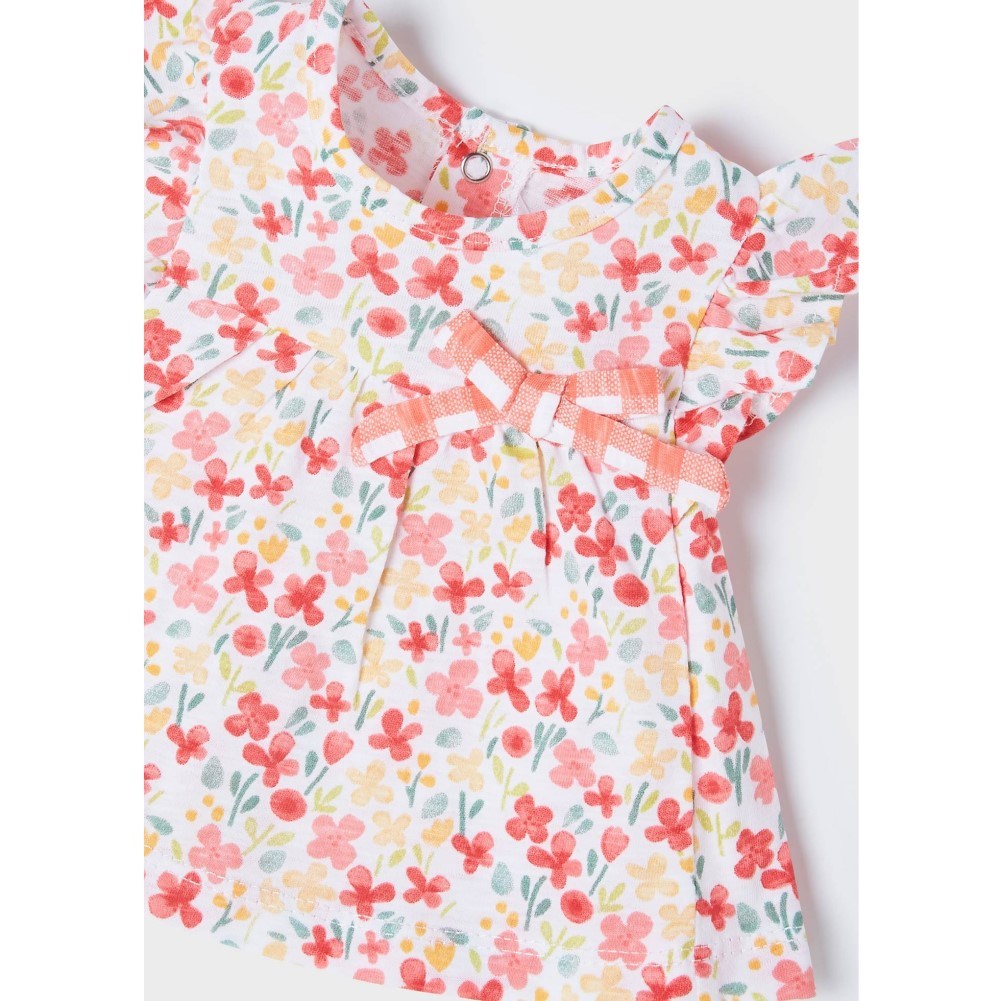 Mayoral Yazlık Kız Bebek T-shirt Şort 4'lü Set Turuncu