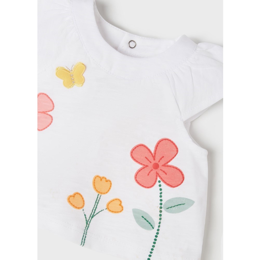 Mayoral Yazlık Kız Bebek T-shirt Şort 4'lü Set Turuncu