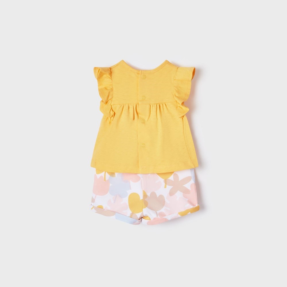 Mayoral Yazlık Kız Bebek T-shirt Şort 4'lü Set Sarı