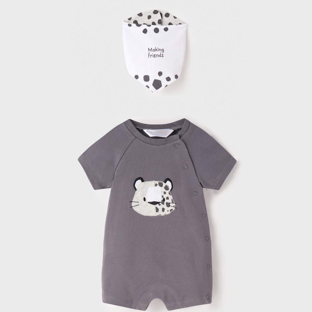 Mayoral Yazlık Erkek Bebek Kısa Tulum Bandana 3'lü Set Gri