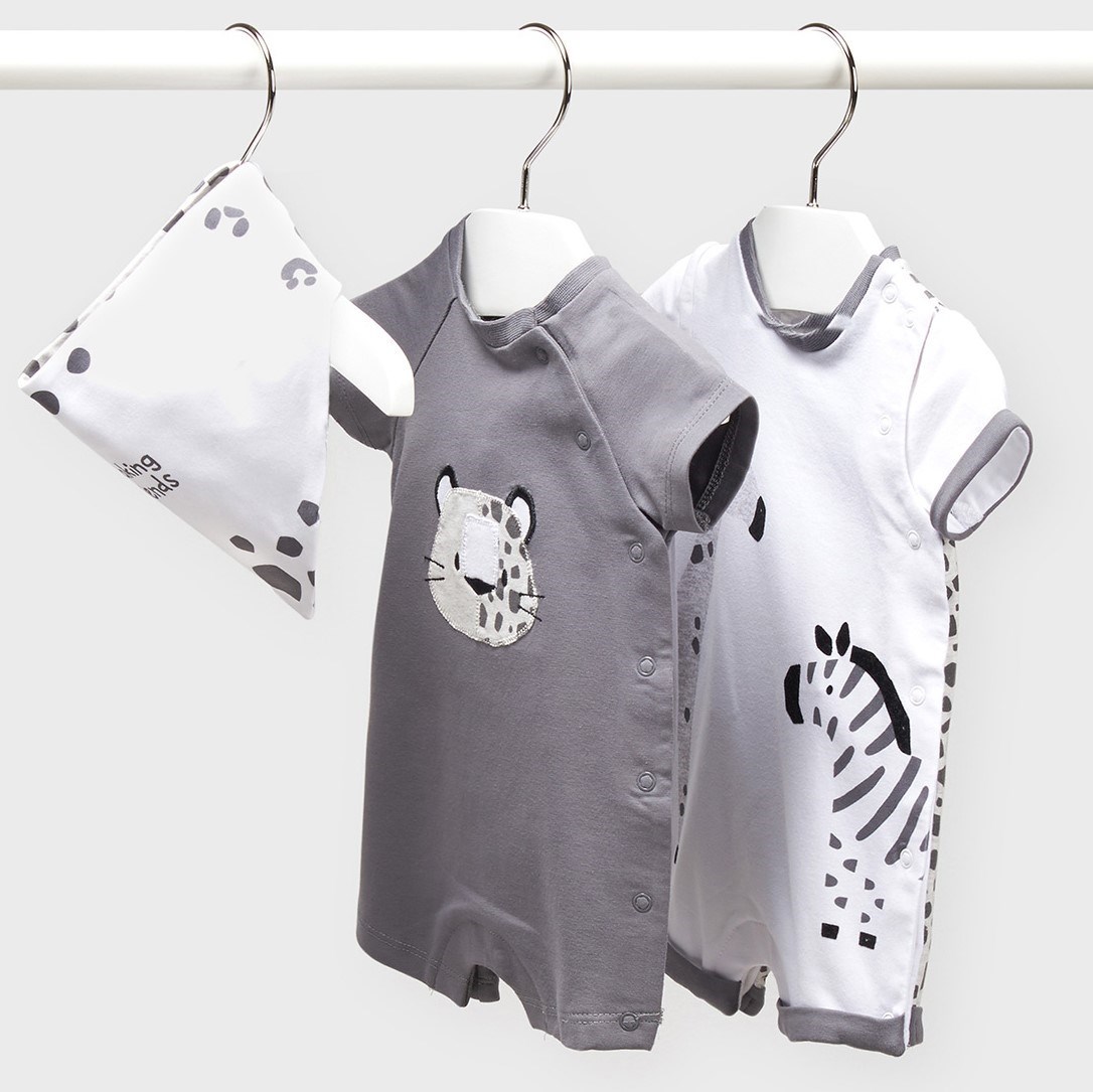 Mayoral Yazlık Erkek Bebek Kısa Tulum Bandana 3'lü Set Gri