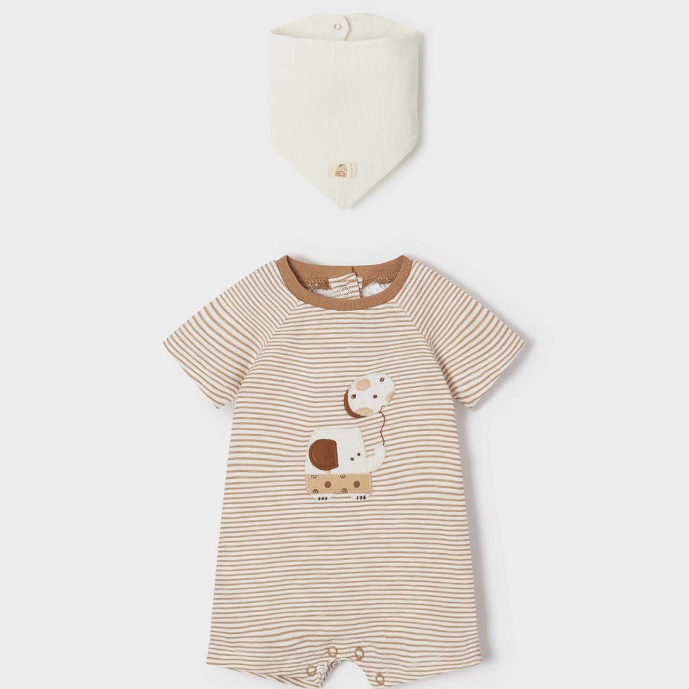 Mayoral Yazlık Erkek Bebek Kısa Tulum Bandana 3'lü Set Krem