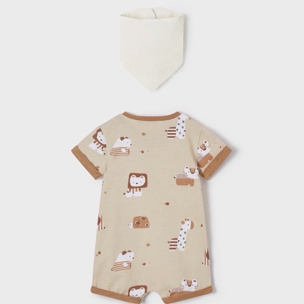 Mayoral Yazlık Erkek Bebek Kısa Tulum Bandana 3'lü Set Krem