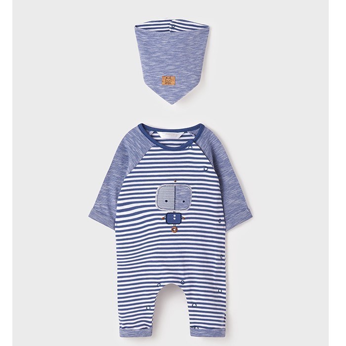 Mayoral Yazlık Erkek Bebek Uzun Tulum Bandana Set Mavi