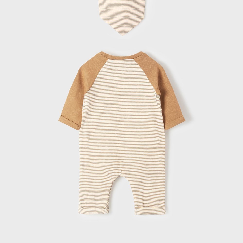 Mayoral Yazlık Erkek Bebek Uzun Tulum Bandana Set Krem