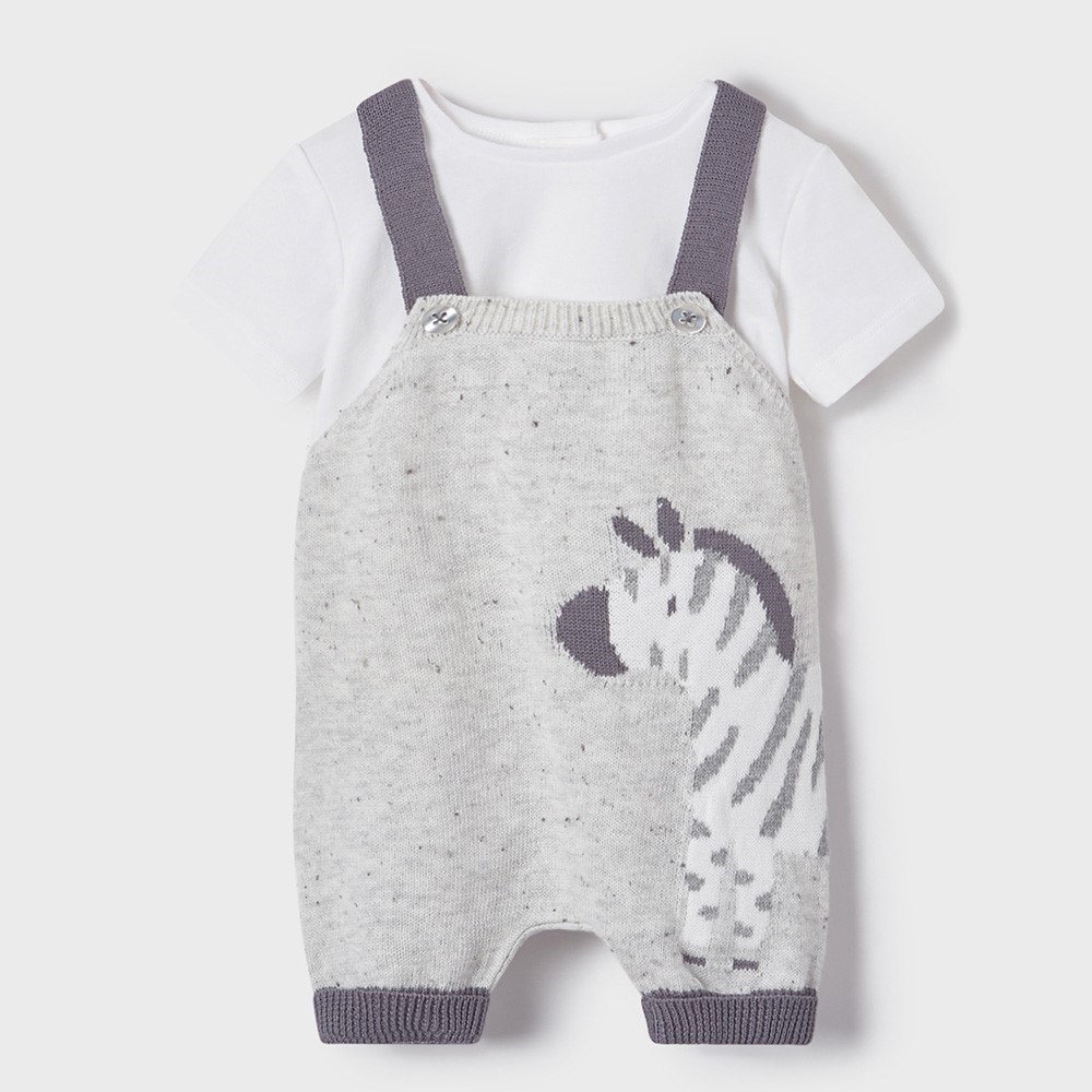 Mayoral Yazlık Erkek Bebek Bluz Örme Tulum Set Gri