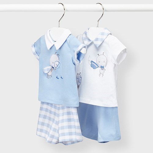 Mayoral Yazlık Erkek Bebek T-shirt Şort 4'lü Set Mavi
