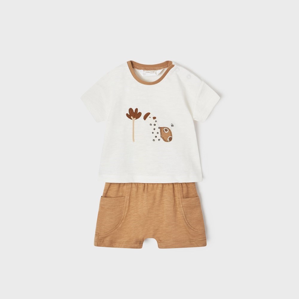 Mayoral Yazlık Erkek Bebek T-shirt Şort 4'lü Set Krem