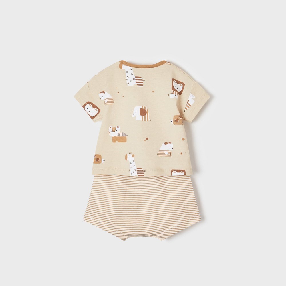 Mayoral Yazlık Erkek Bebek T-shirt Şort 4'lü Set Krem