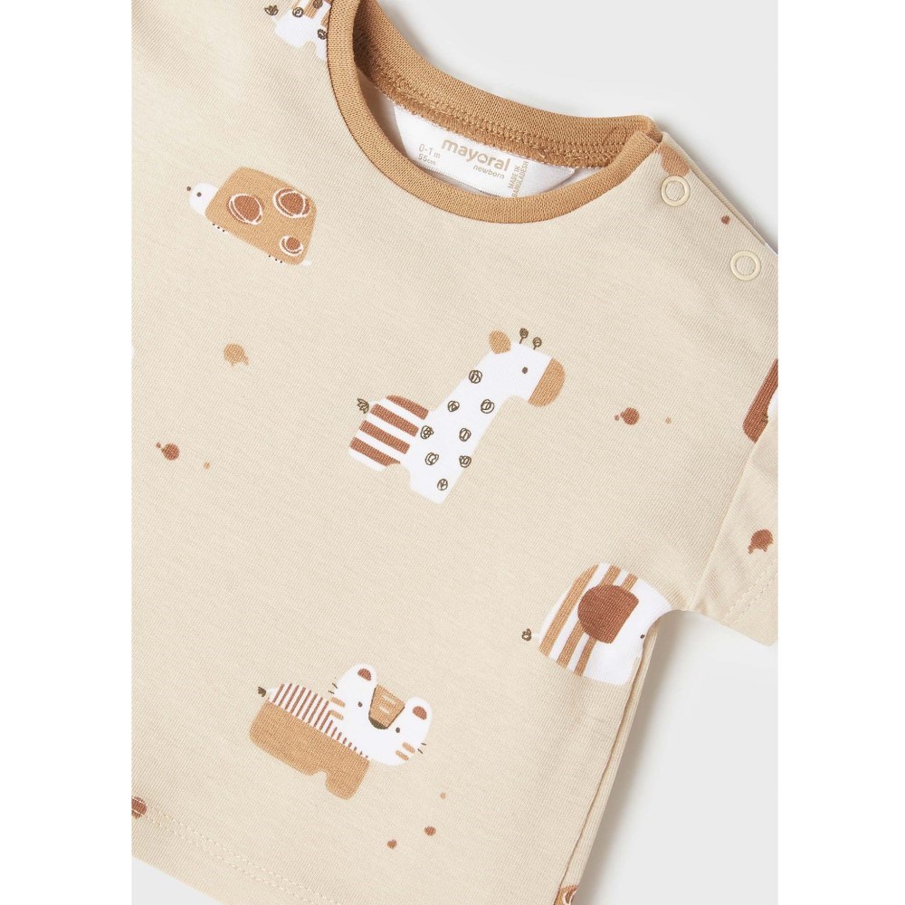 Mayoral Yazlık Erkek Bebek T-shirt Şort 4'lü Set Krem