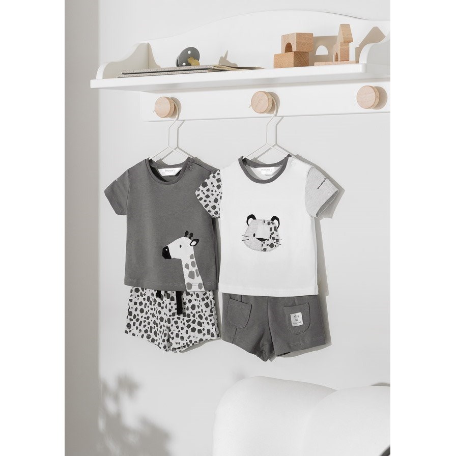 Mayoral Yazlık Erkek Bebek T-shirt Şort 4'lü Set Gri