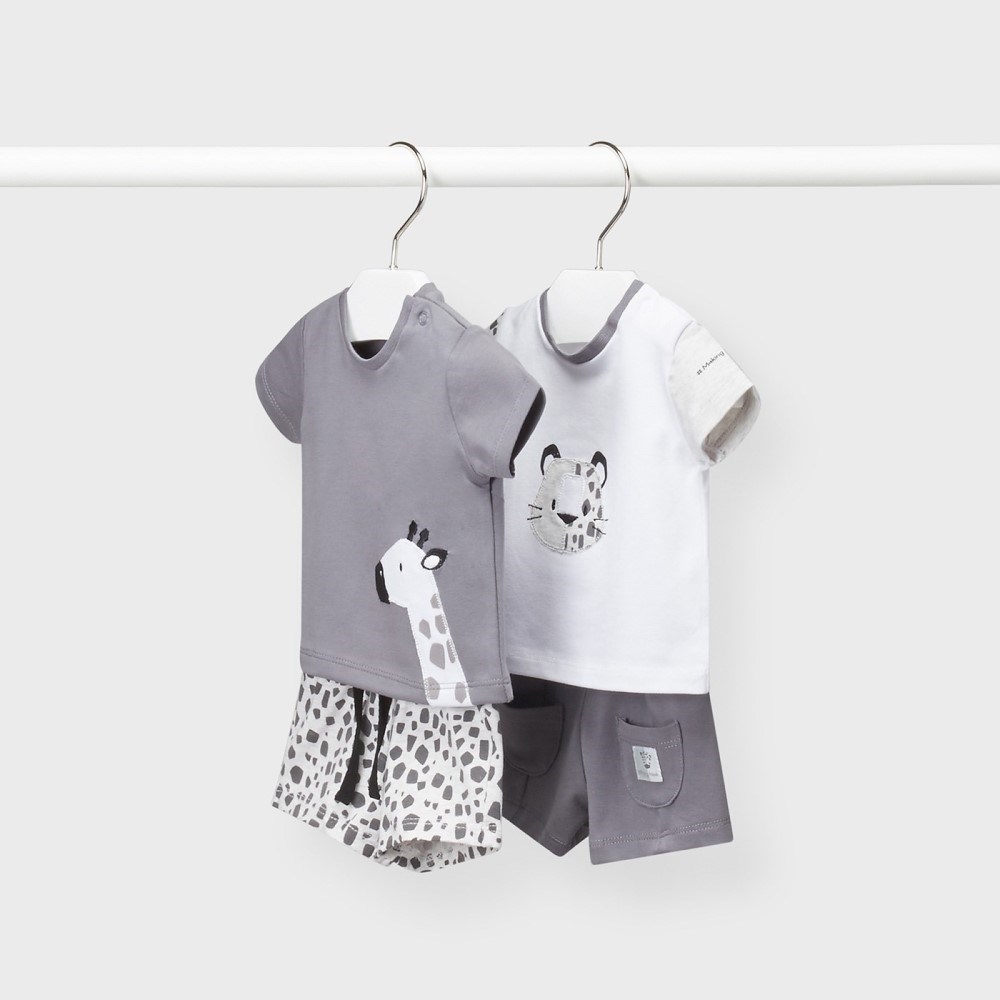 Mayoral Yazlık Erkek Bebek T-shirt Şort 4'lü Set Gri