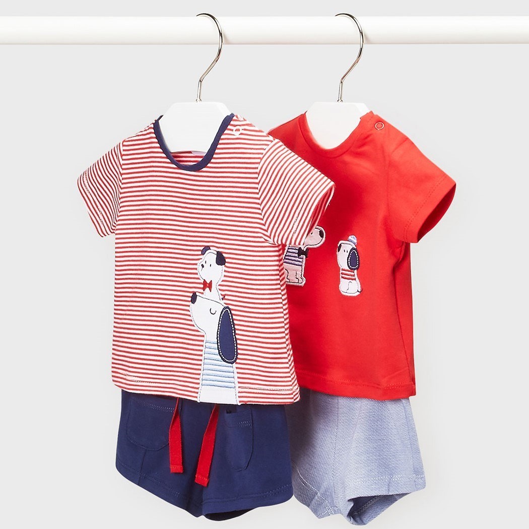 Mayoral Yazlık Erkek Bebek T-shirt Şort 4'lü Set Kırmızı