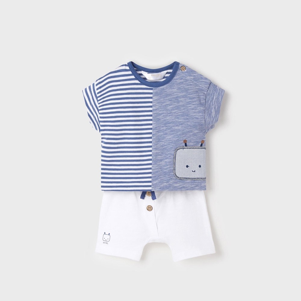 Mayoral Yazlık Erkek Bebek T-shirt Şort 4'lü Set Mavi