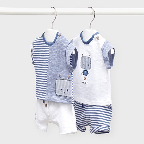 Mayoral Yazlık Erkek Bebek T-shirt Şort 4'lü Set Mavi