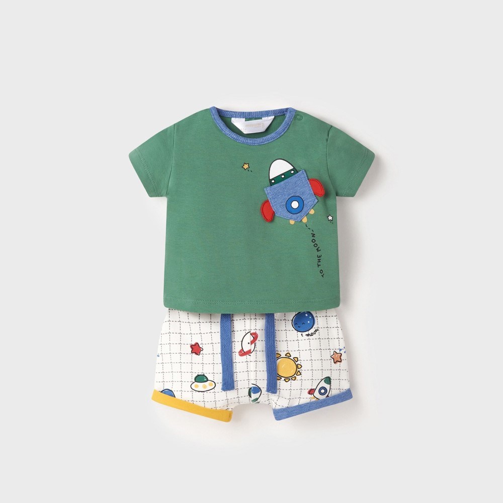 Mayoral Yazlık Erkek Bebek T-shirt Şort 4'lü Set Yeşil