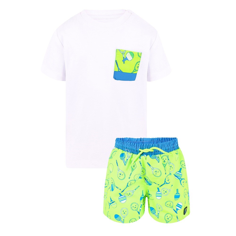 Mayoral Yazlık Erkek Bebek T-shirt Şort Mayo Set Beyaz