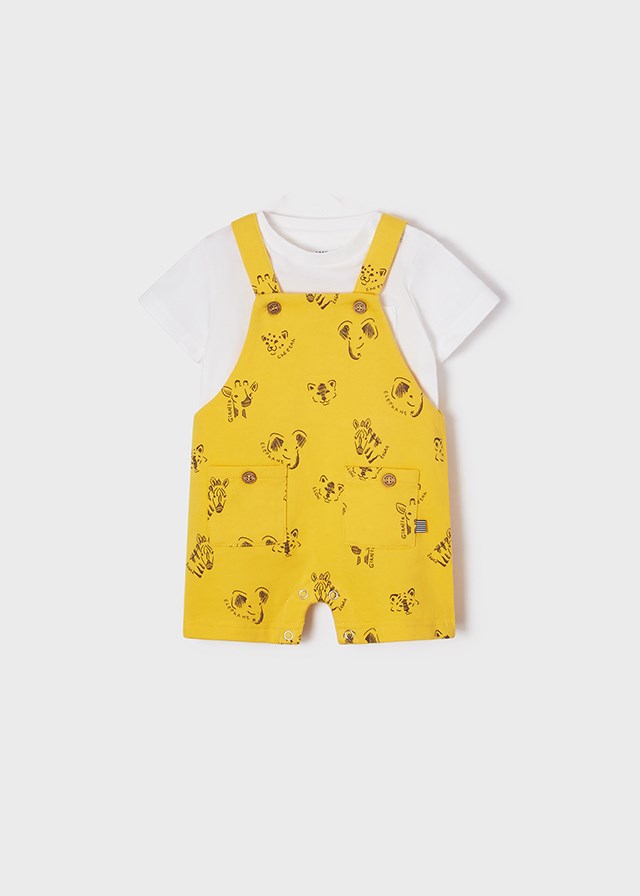 Mayoral Yazlık Erkek Bebek T-shirt Kısa Salopet Set Sarı