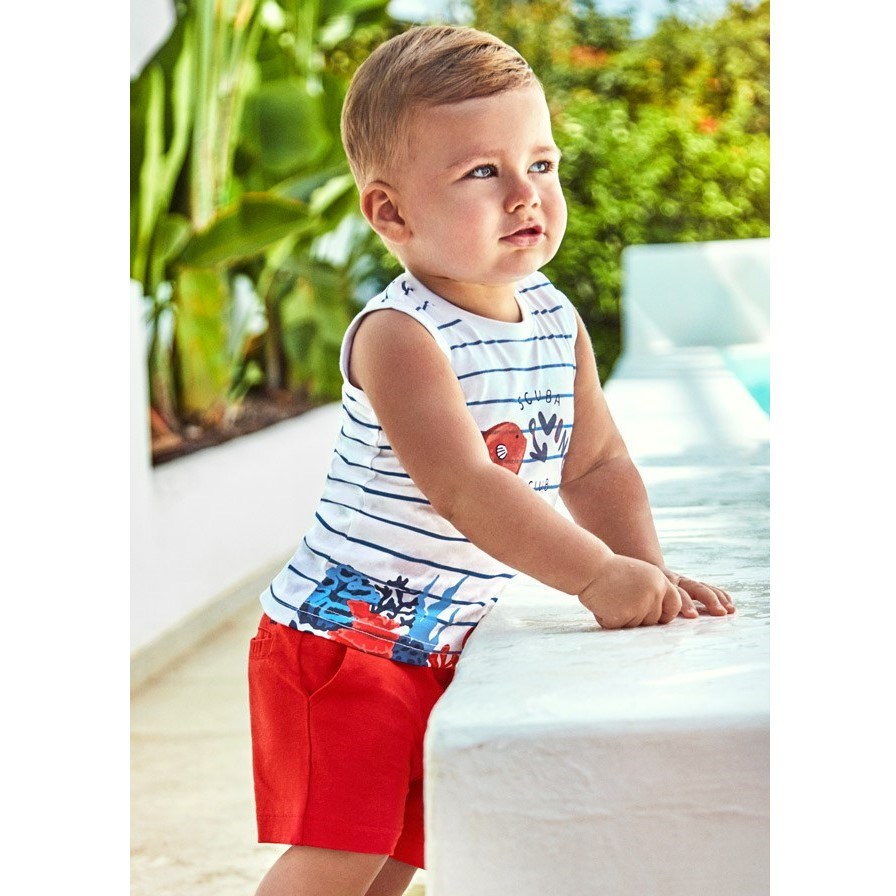 Mayoral Yazlık Erkek Bebek Bluz Şort 3'lü Set Kırmızı