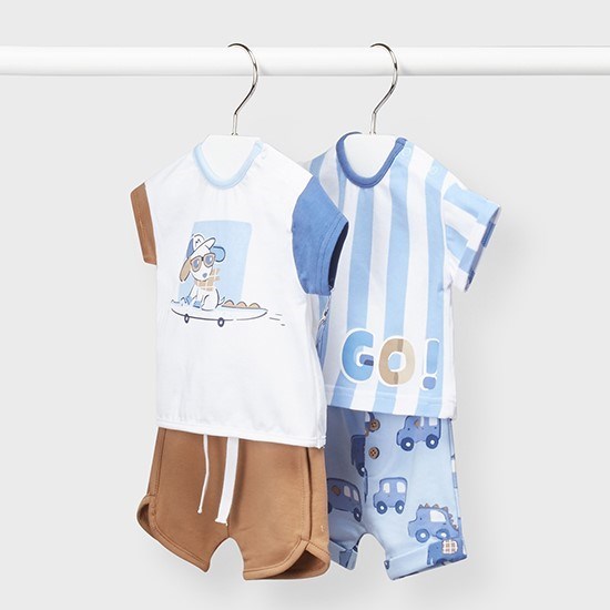 Mayoral Yazlık Erkek Bebek T-shirt Şort 4'lü Set Mavi