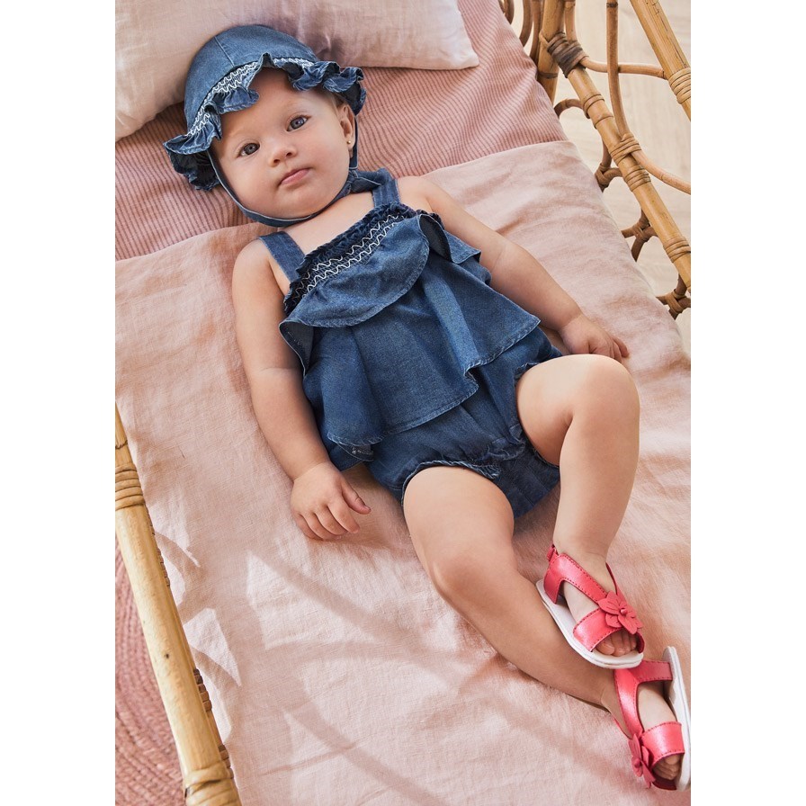 Mayoral Yazlık Kız Bebek Denim Kısa Tulum Mavi