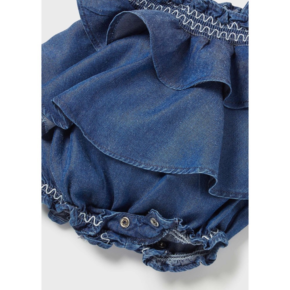 Mayoral Yazlık Kız Bebek Denim Kısa Tulum Mavi