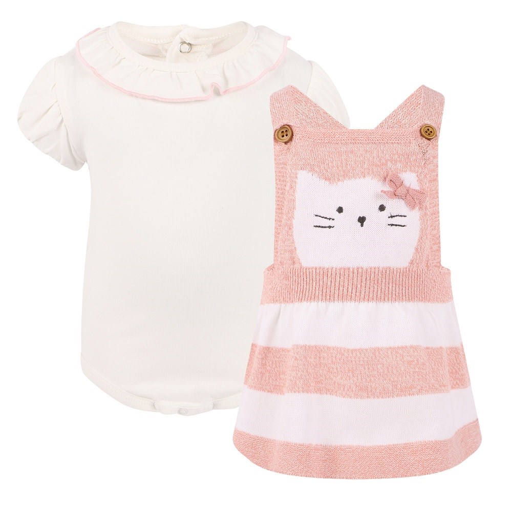 Mayoral Yazlık Kız Bebek Body Örme Elbise Set Pembe