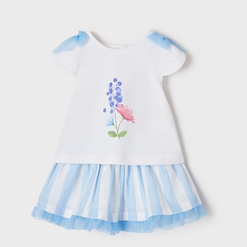 Mayoral Yazlık Kız Bebek Bluz Etek 2'li Set Mavi
