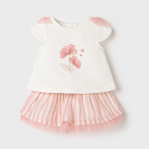 Mayoral Yazlık Kız Bebek Bluz Etek 2'li Set Pembe