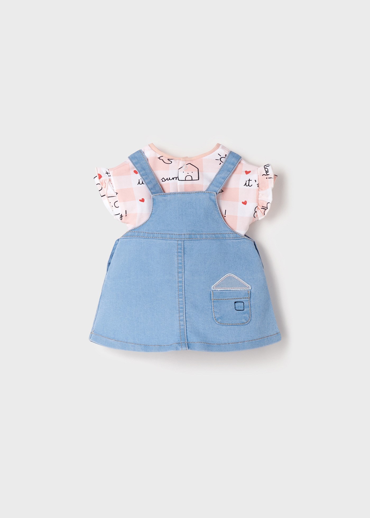 Mayoral Yazlık Kız Bebek Kısa Kol Bluz Denim Salopet Set Mavi