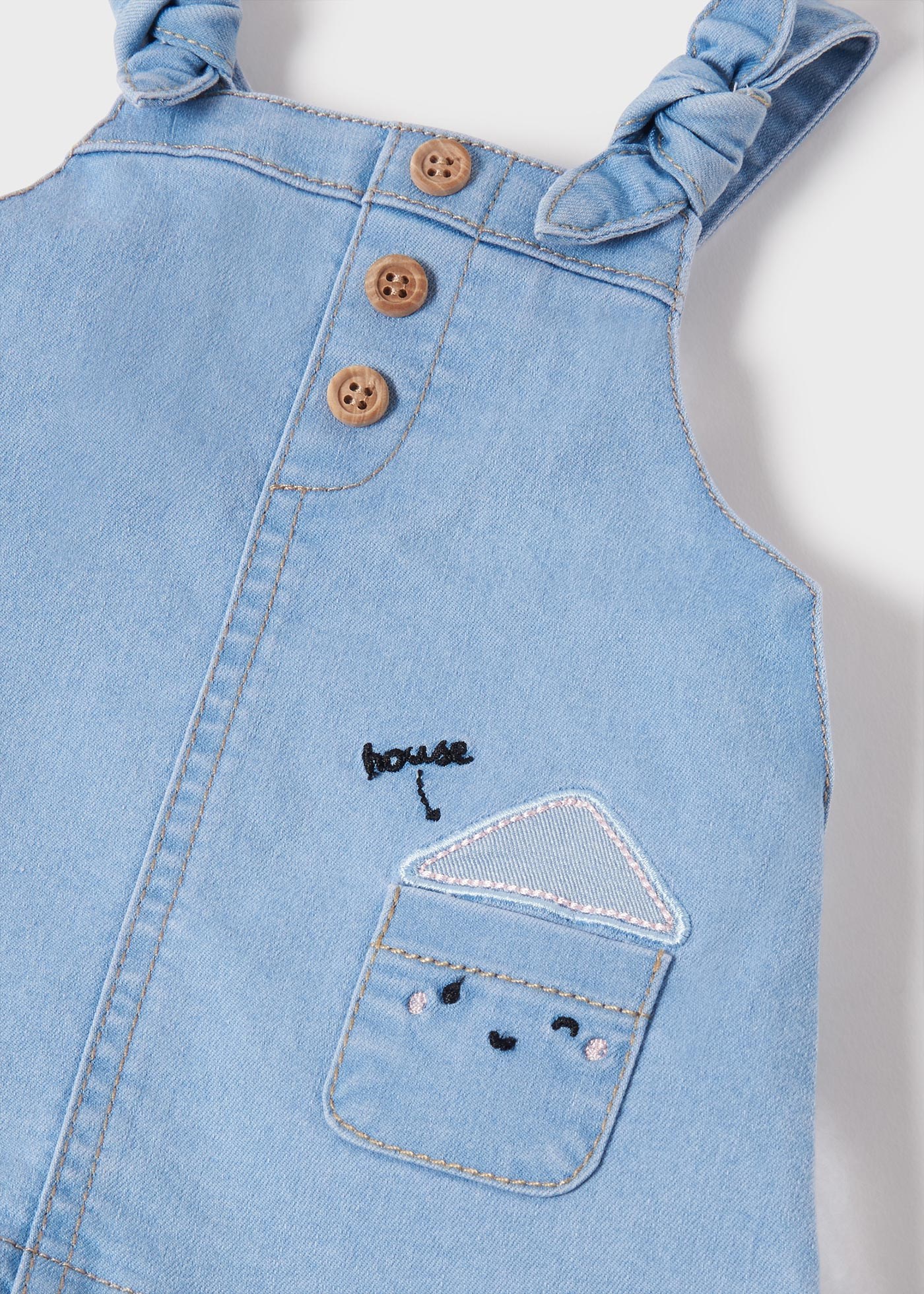 Mayoral Yazlık Kız Bebek Kısa Kol Bluz Denim Salopet Set Mavi
