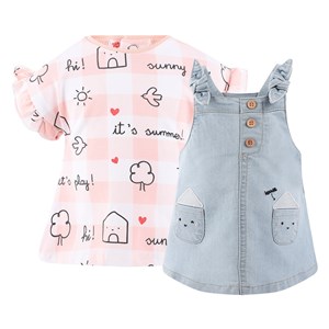 Mayoral Yazlık Kız Bebek Kısa Kol Bluz Denim Salopet Set