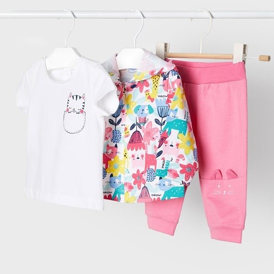 Mayoral Yazlık Kız Bebek Eşofman 3'lü Set Pembe