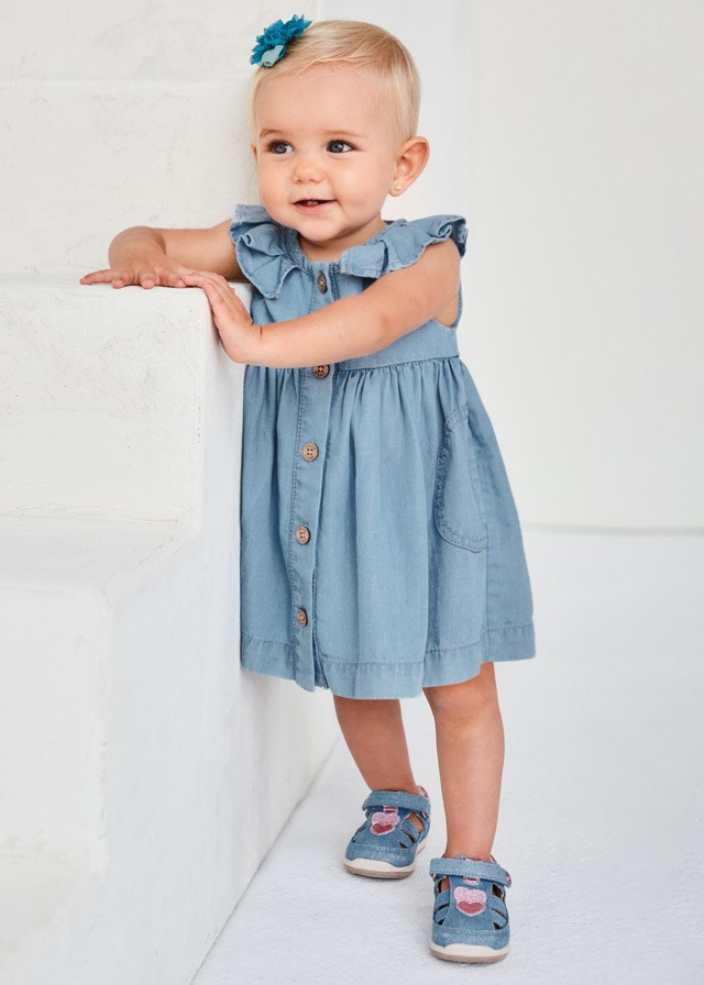Mayoral Yazlık Kız Bebek Denim Elbise Mavi
