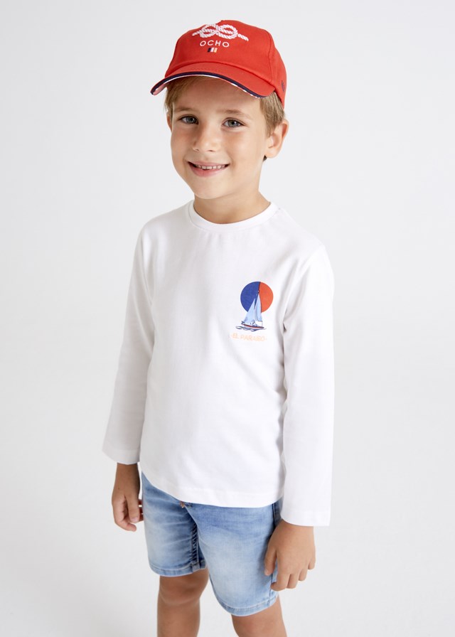 Mayoral Yazlık Erkek Uzun Kol S-shirt Beyaz