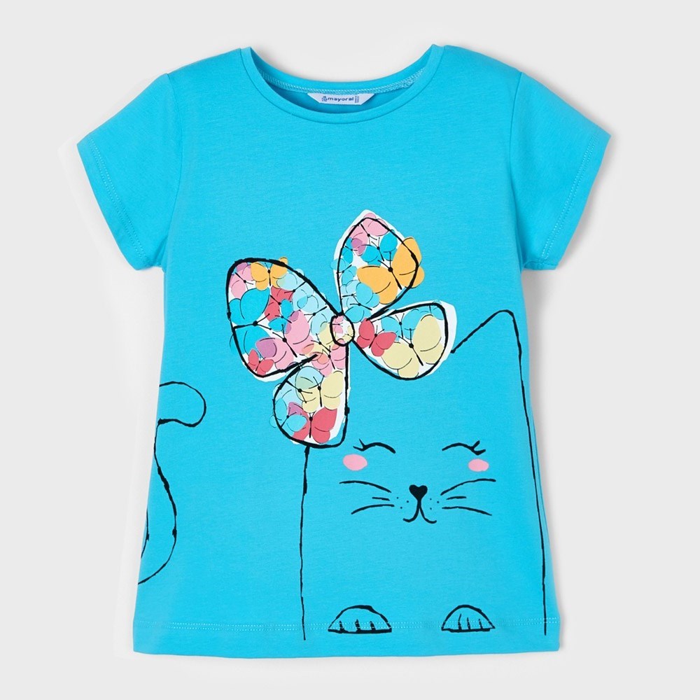 Mayoral Yazlık Kız Kısa Kol T-shirt Turkuaz