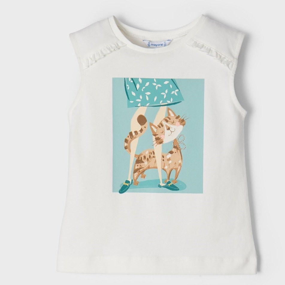 Mayoral Yazlık Kız Kolsuz T-shirt Beyaz