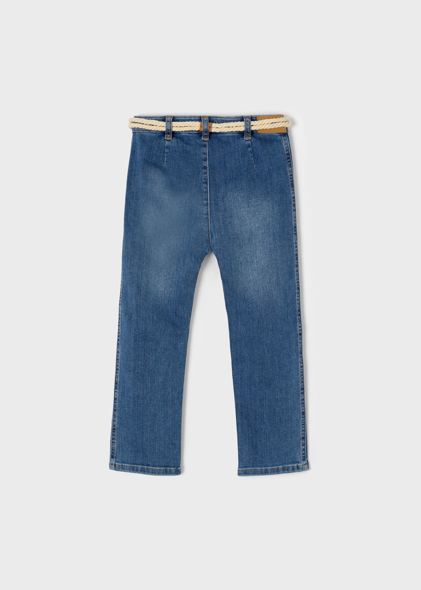 Mayoral Yazlık Kız Kemerli Denim Pantolon Mavi