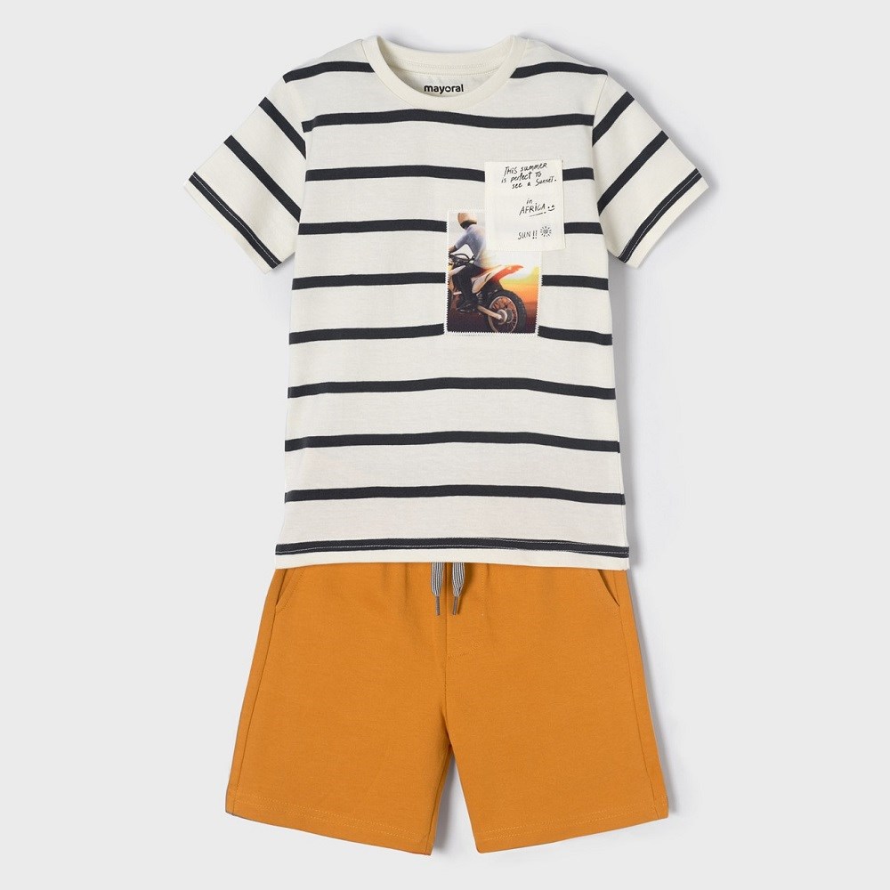 Mayoral Yazlık Erkek Kısa Kol T-shirt Şort 2'li Set Turuncu
