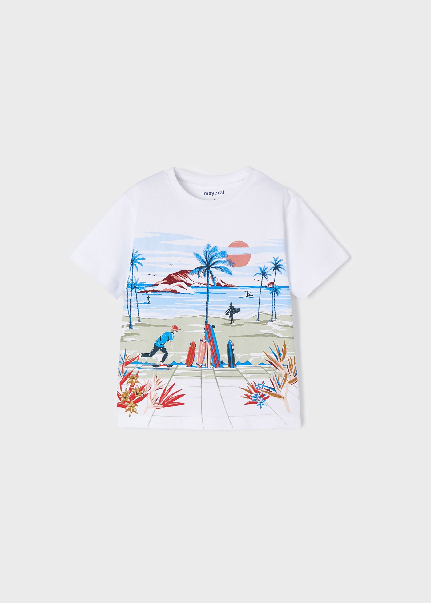 Mayoral Yazlık Erkek Kısa Kol T-shirt Şort 3'lü Set Beyaz