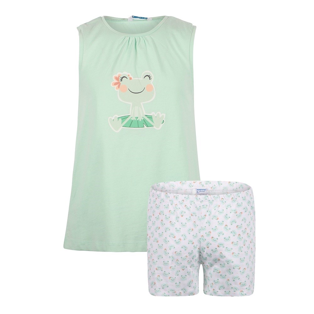 Mayoral Yazlık Kız Kolsuz Şort Pijama Takım Yeşil