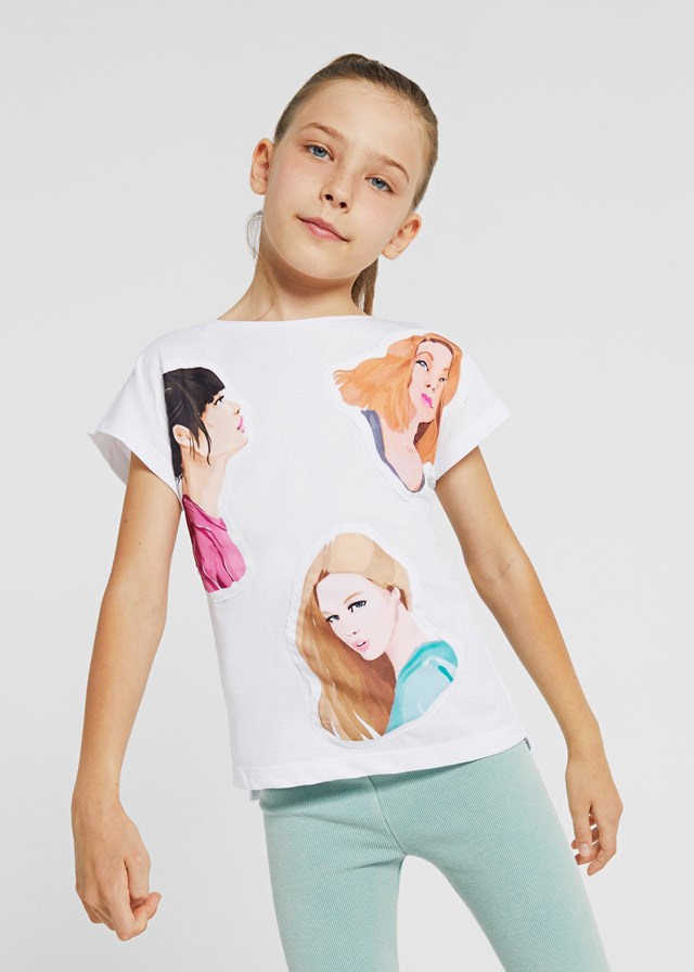 Mayoral Yazlık Kız Kısa Kol T-shirt Beyaz