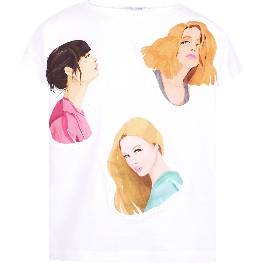 Mayoral Yazlık Kız Kısa Kol T-shirt Beyaz