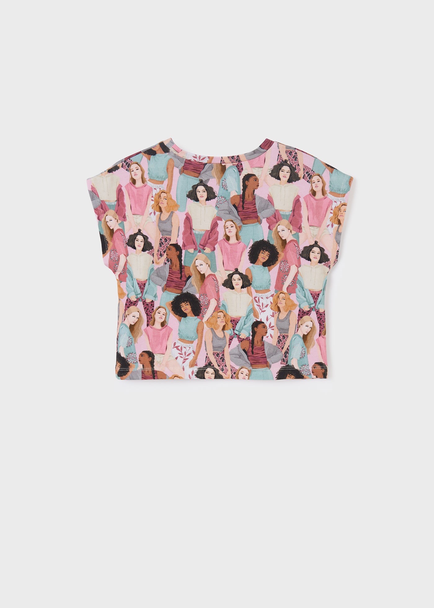 Mayoral Yazlık Kız Kısa Kol Desenli T-shirt Pembe