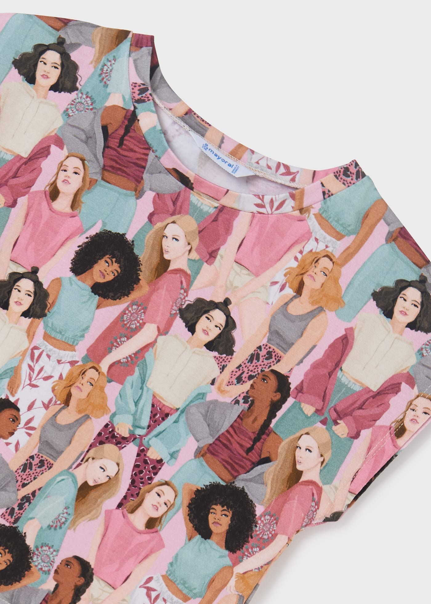 Mayoral Yazlık Kız Kısa Kol Desenli T-shirt Pembe