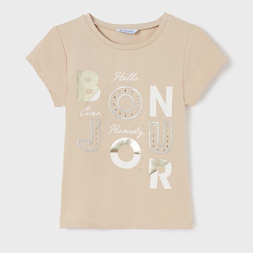 Mayoral Yazlık Kız Kısa Kol T-shirt Krem