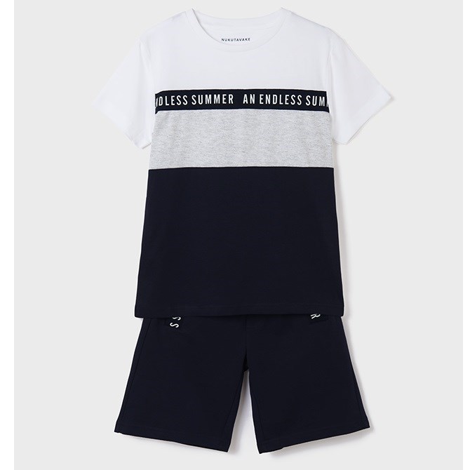 Mayoral Yazlık Erkek Kısa Kol T-shirt Bermuda 2'li Set Koyu Mavi